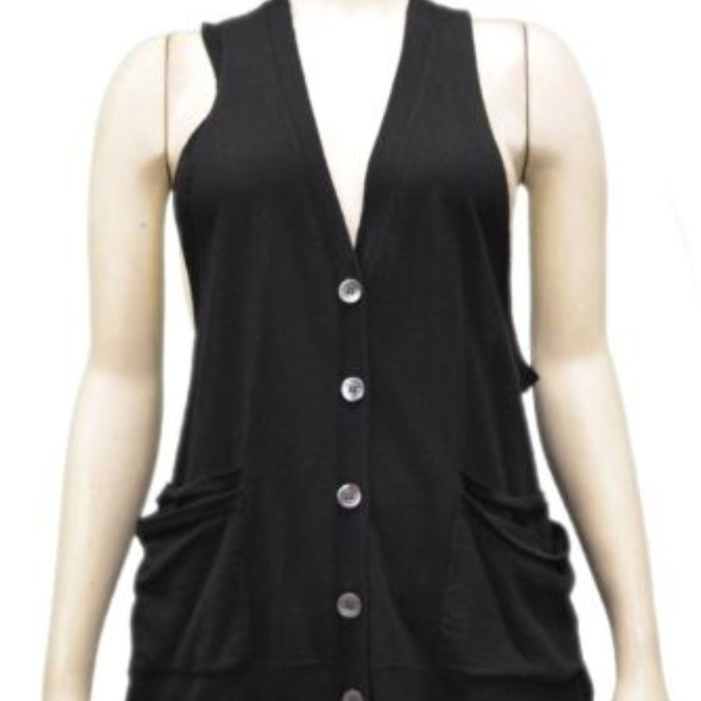 Inhabit Grey Sleeveless Cardigan Vest